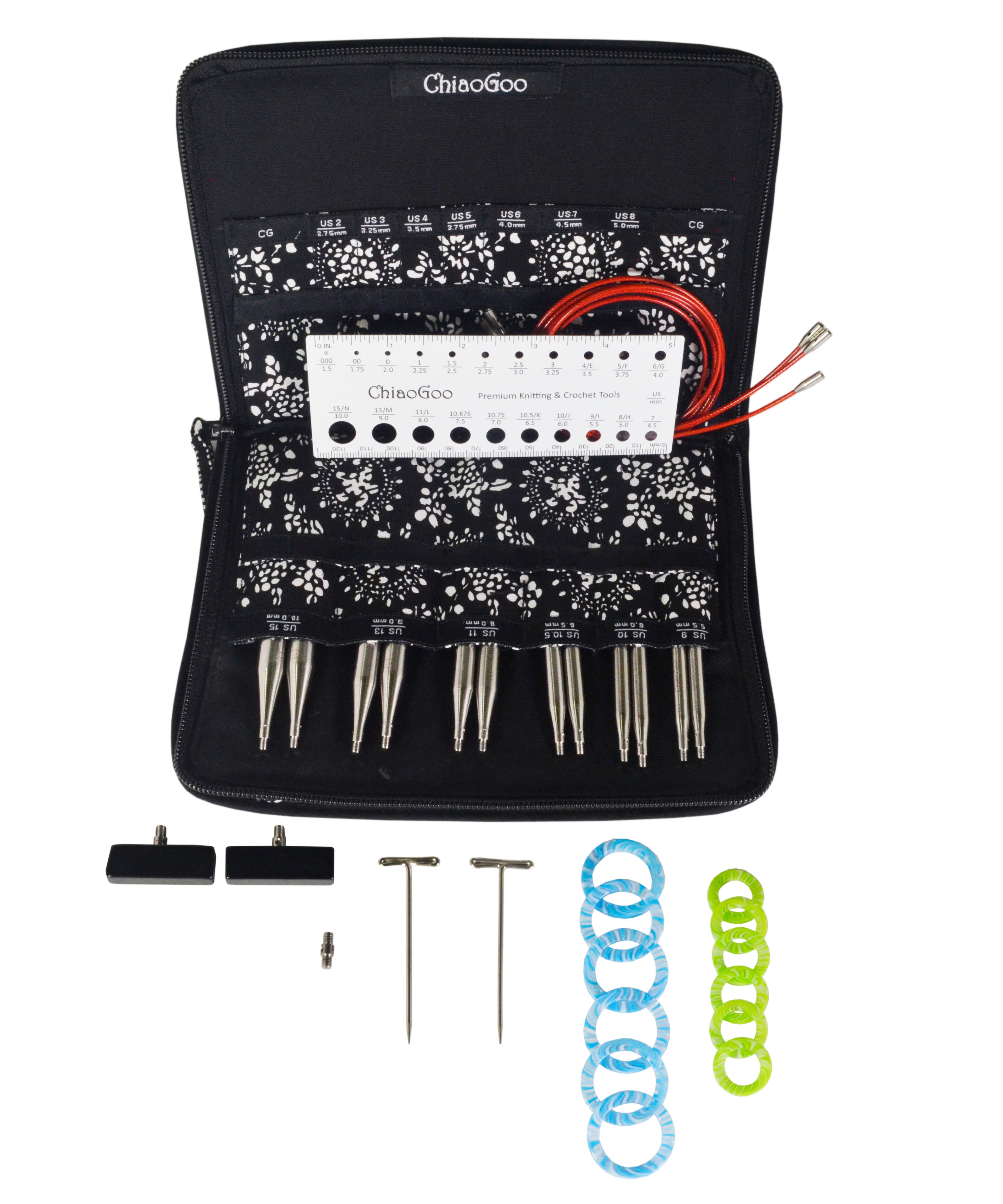 ChiaoGoo Twist Red Lace Interchangeable Knitting Needle 5 Tip Set-Complete 
